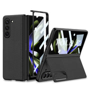 Leather Holder Phone Case With Back Screen Protector For Samsung Galaxy Z Fold 5/4/3 5G - mycasety2023 Mycasety